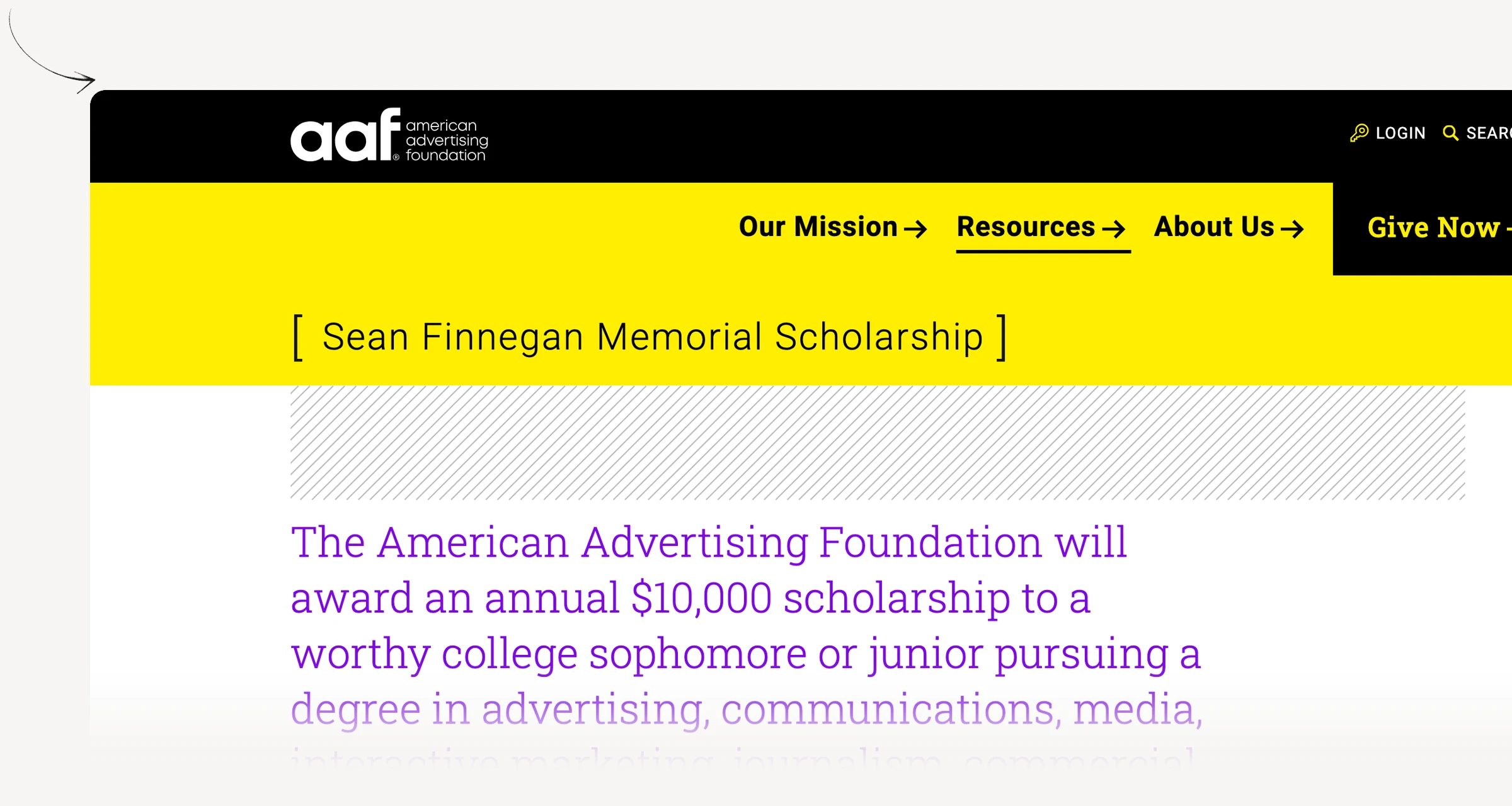 AAF Sean Finnegan Memorial Scholarship eligibility and application information