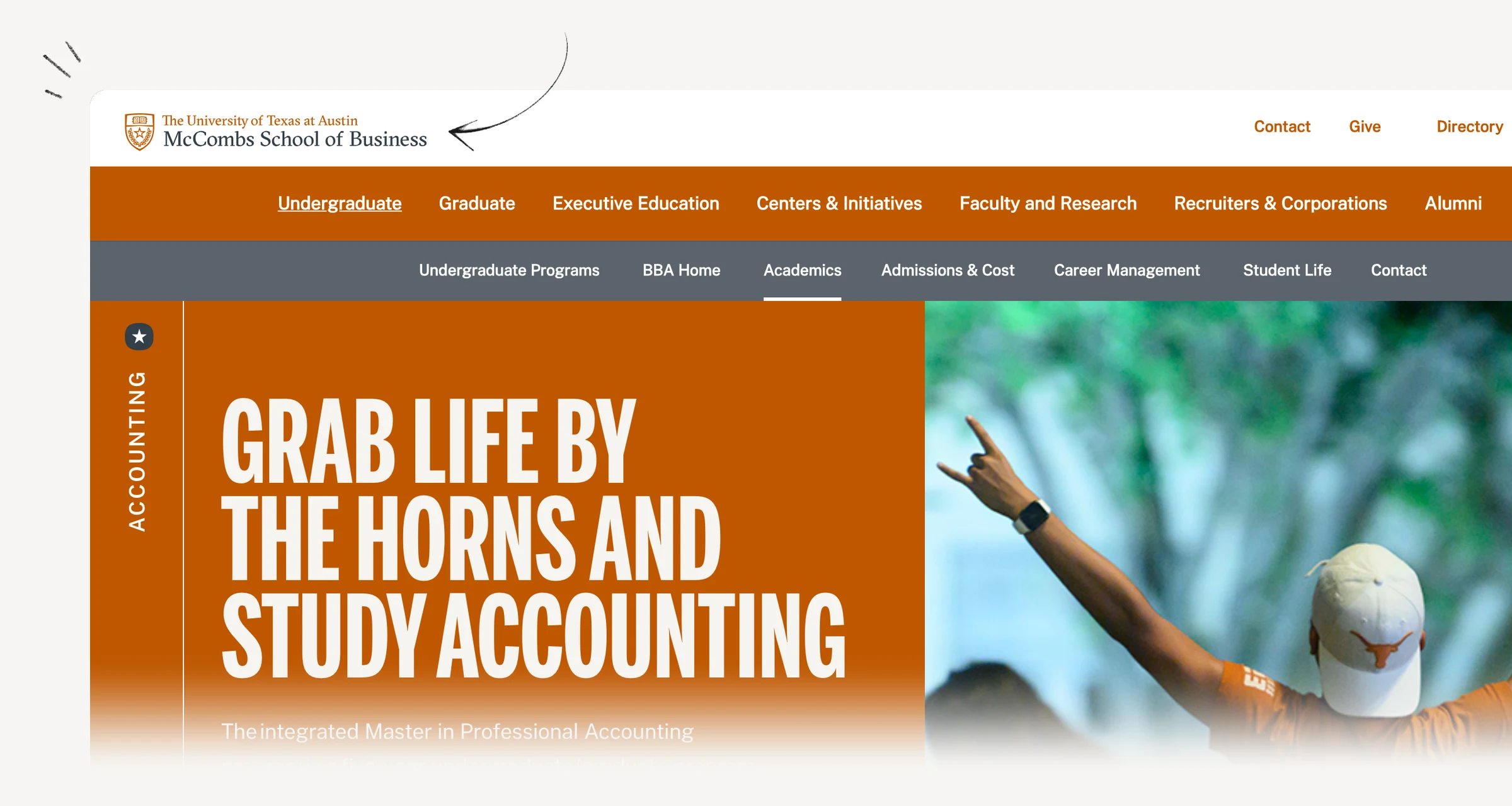 Texas McCombs integrated accounting degree pathway and application stage.