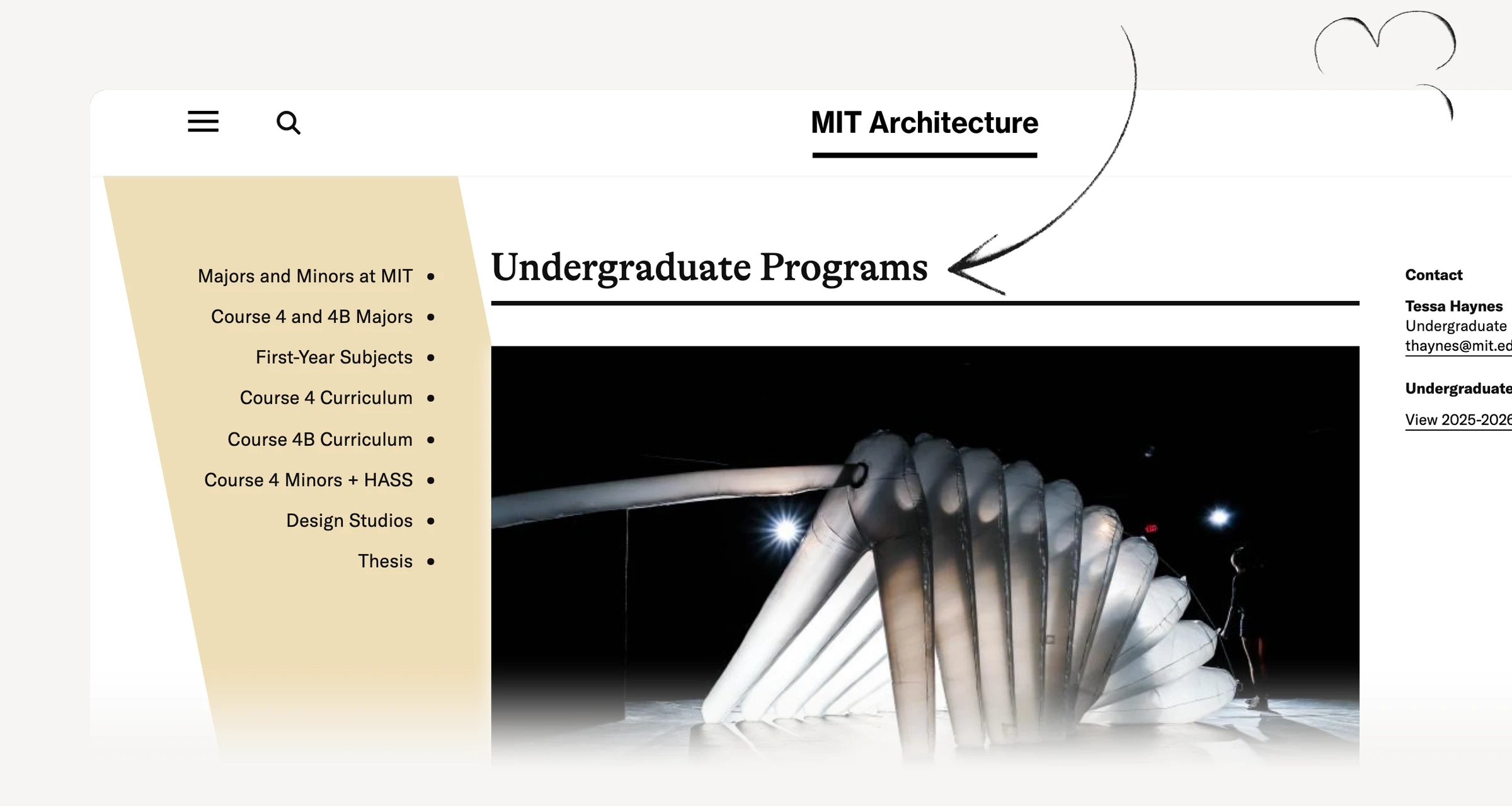 MIT undergraduate architecture and art-and-design degree descriptions.