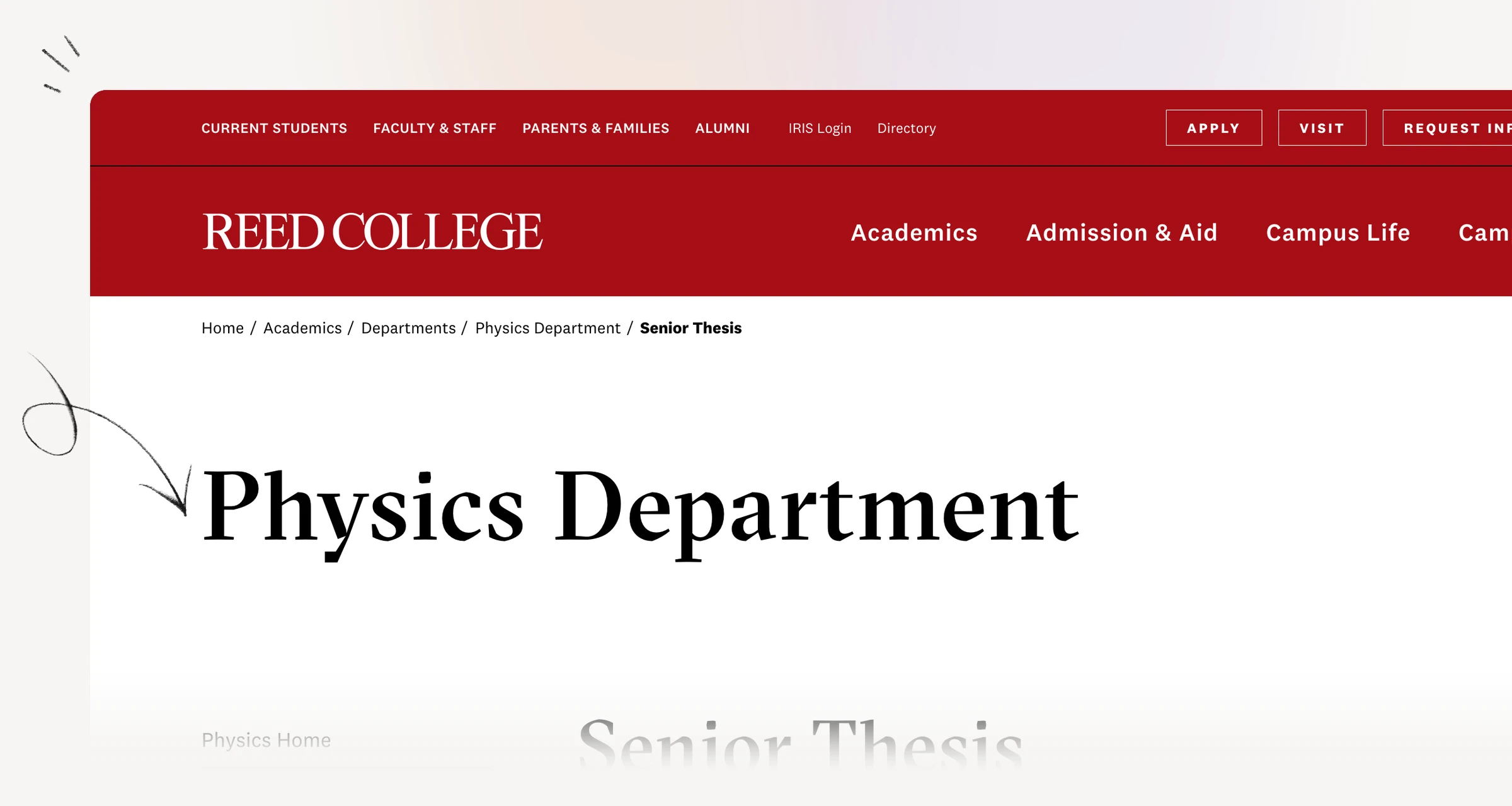 Reed College physics thesis guidance including the dual-degree exception
