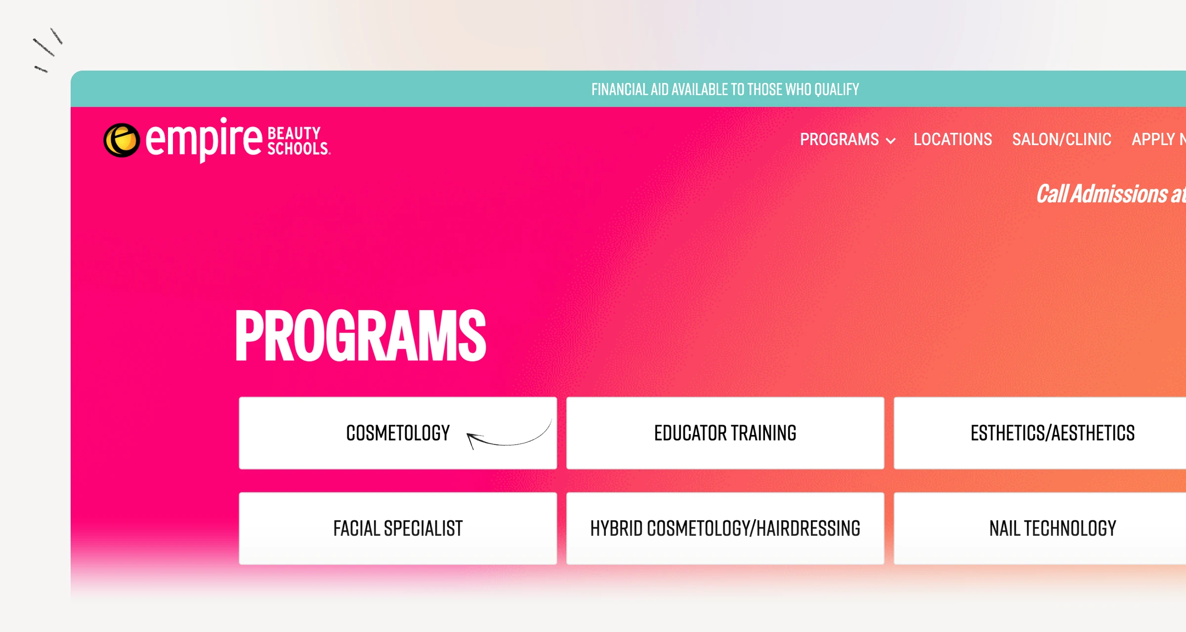 Empire Beauty School program choices and campus-availability guidance