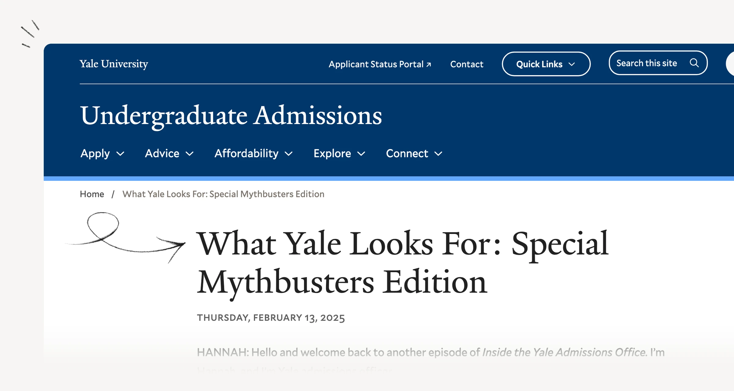 Yale admissions discussion of extracurricular myths and meaningful contributions
