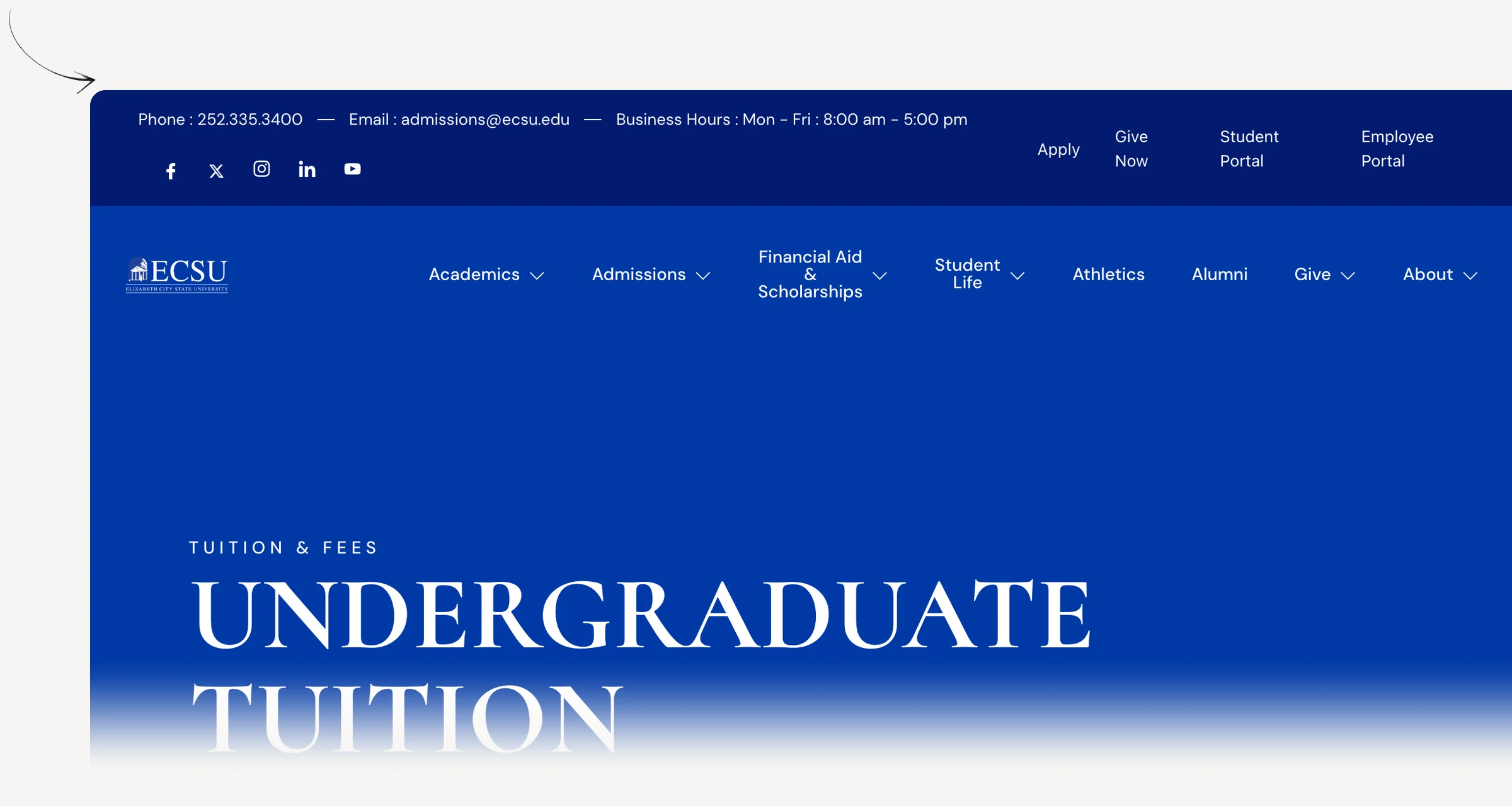 Elizabeth City State University — undergraduate tuition schedule
