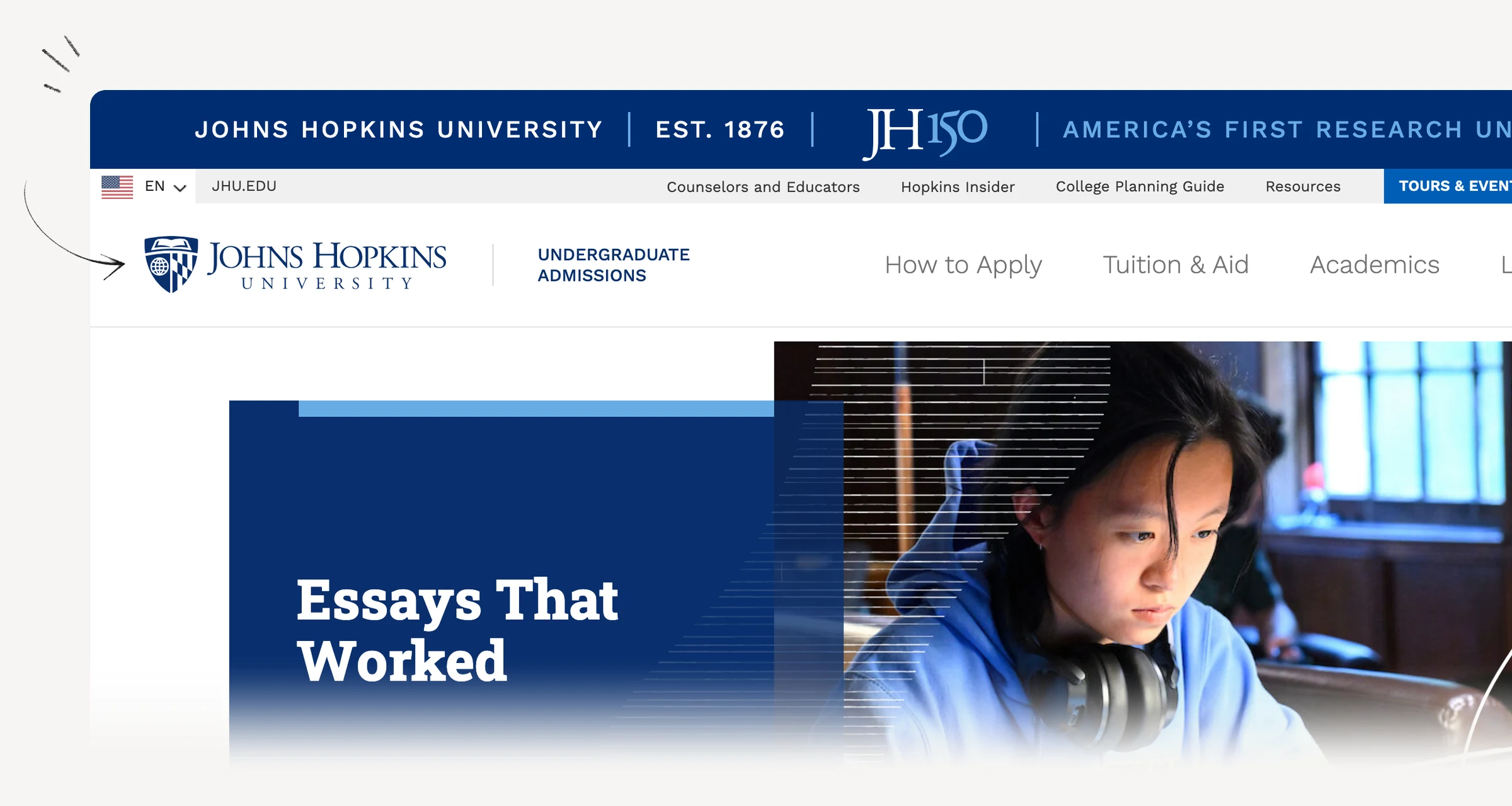 Johns Hopkins Essays That Worked collection and writing commentary.