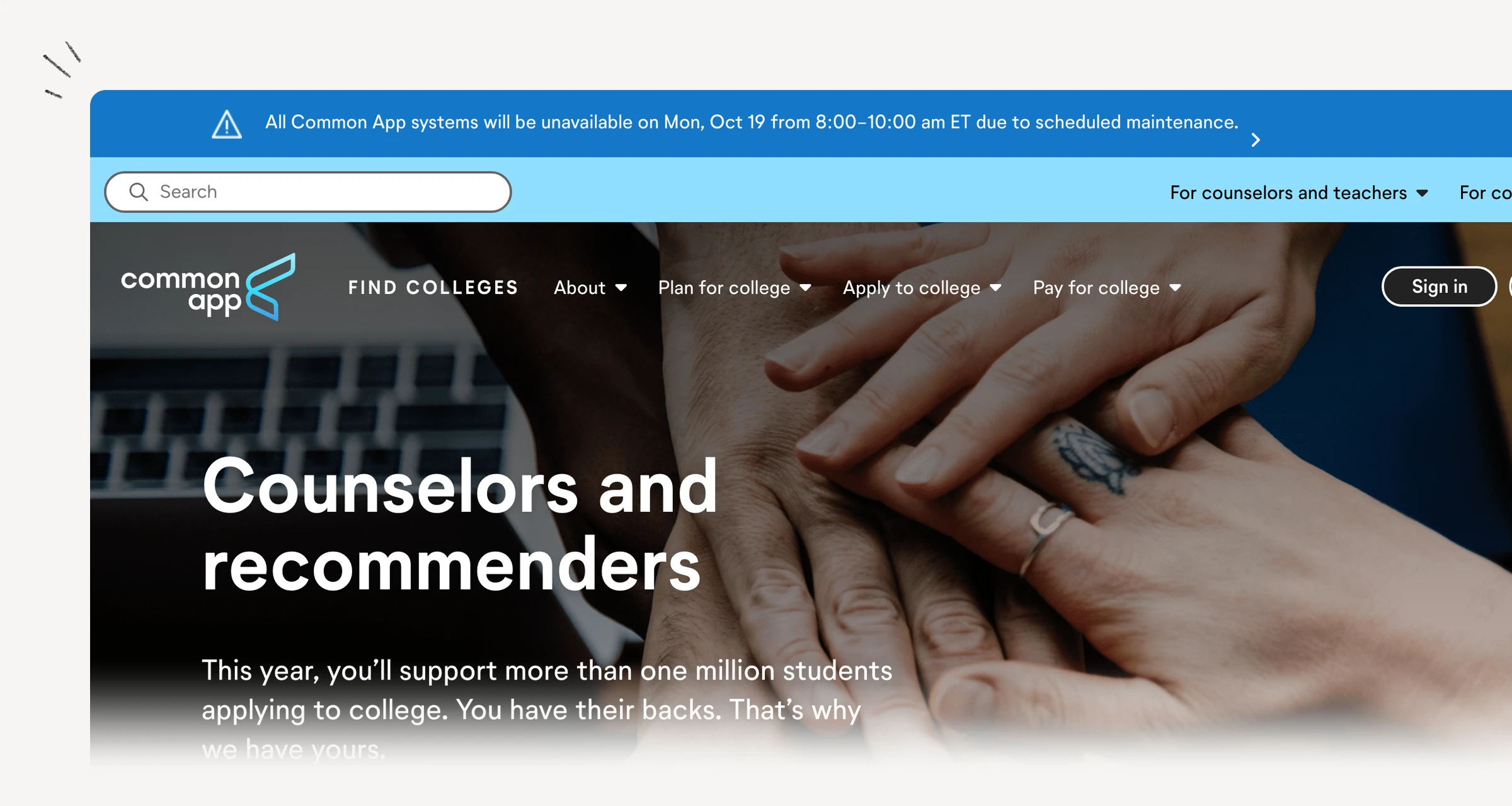 Common App counselor resource directory for application guidance