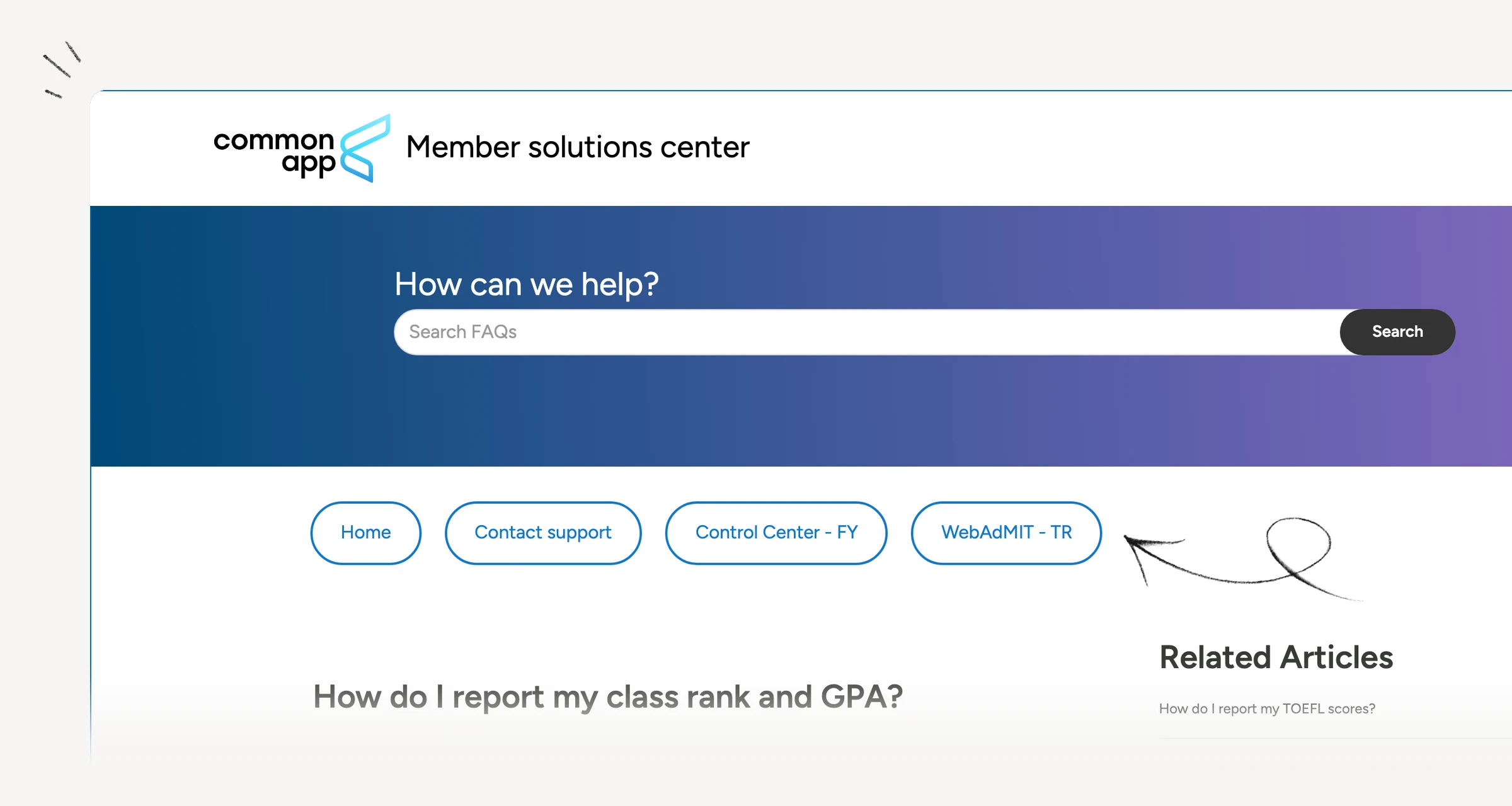 Common App support guidance for reporting class rank and GPA