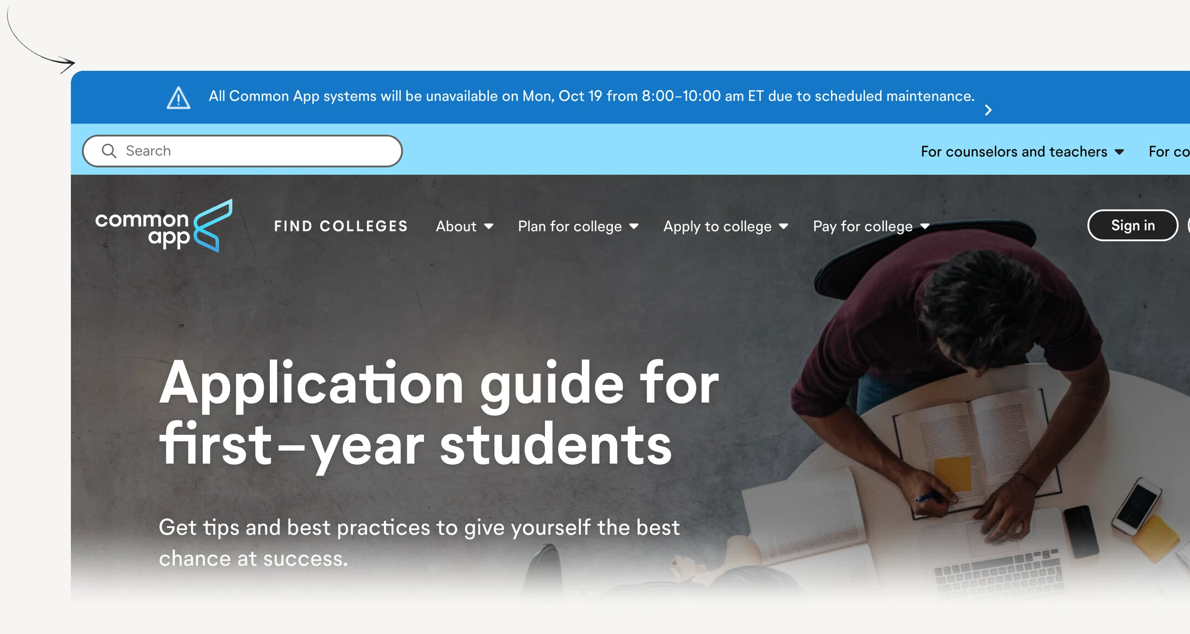 Common App first-year application guide for preparing academic information