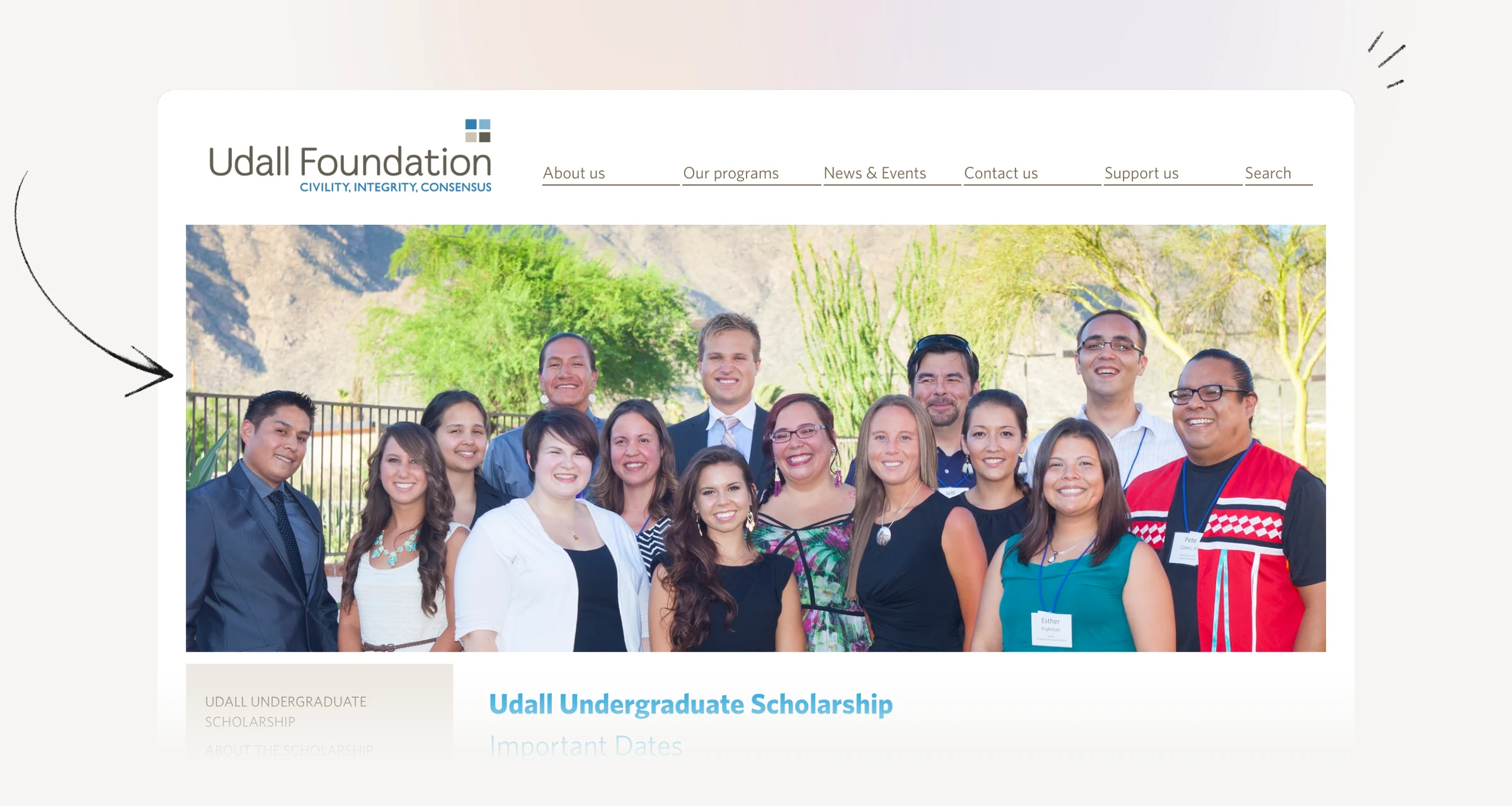 Udall Scholarship application schedule for the displayed competition year.