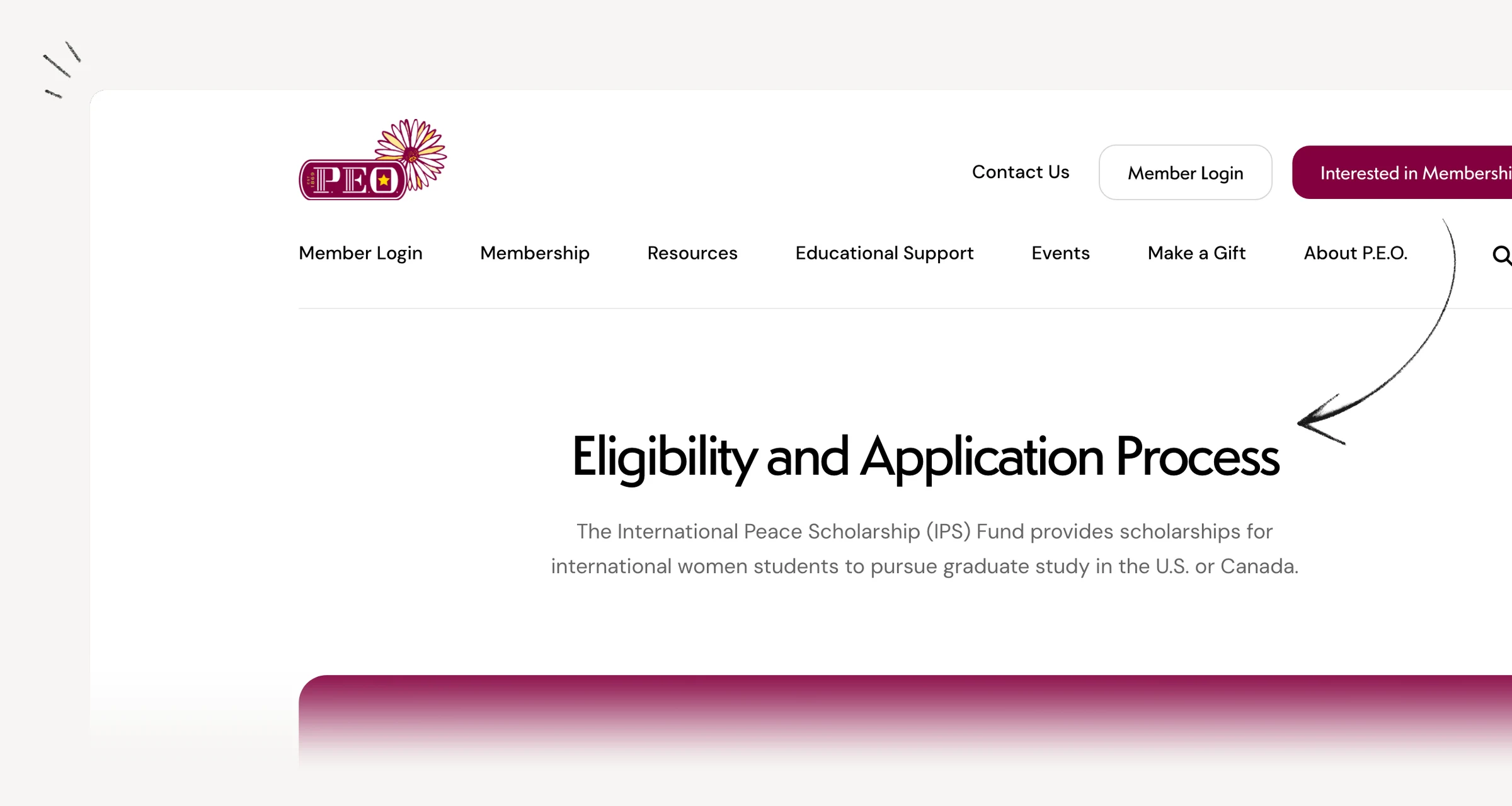 P.E.O. International Peace Scholarship eligibility and application process.