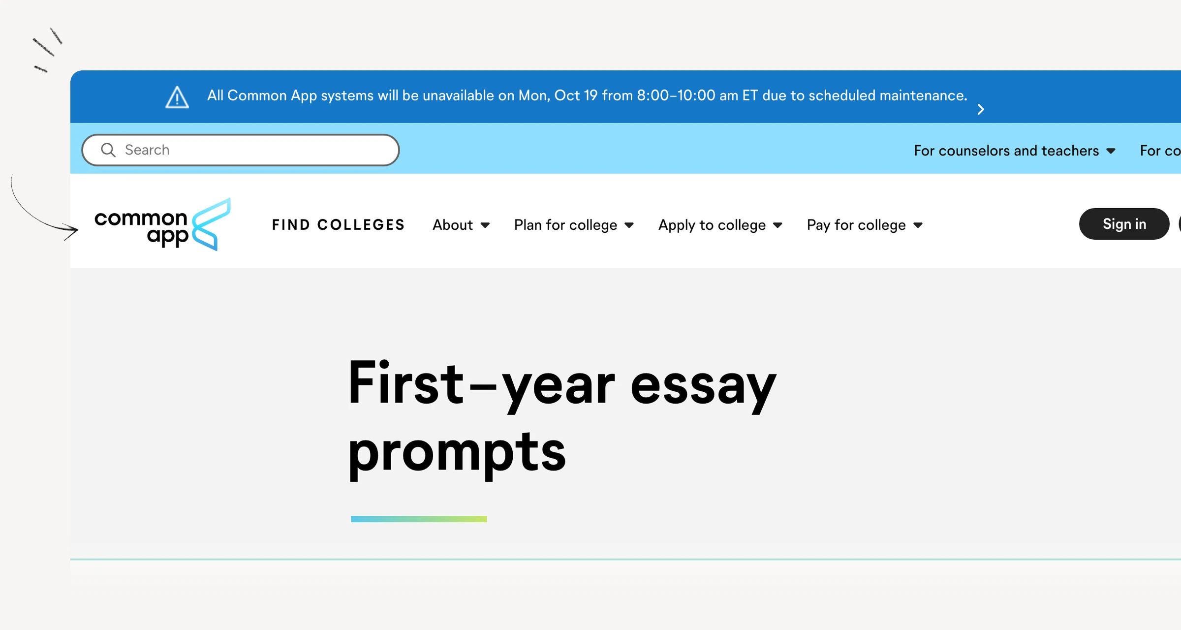 Common App first-year essay prompt list