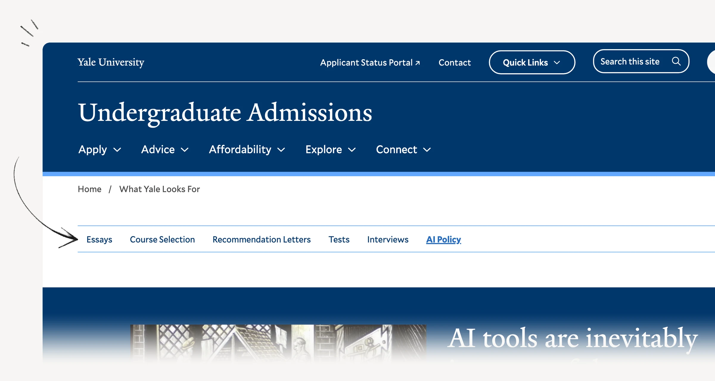 Yale admissions policy explaining permitted assistance and application authorship.