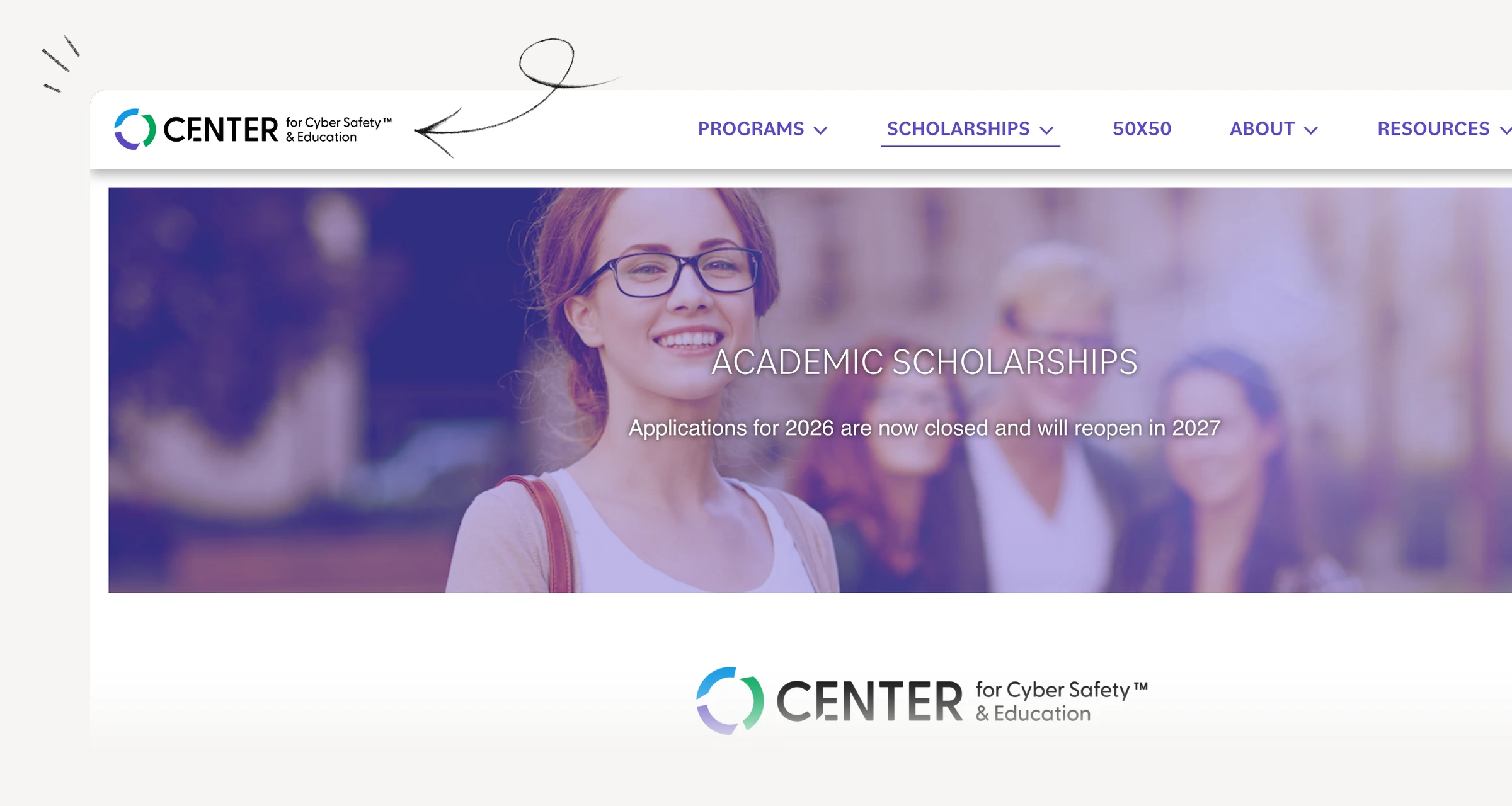 Center for Cyber Safety and Education academic scholarship eligibility and application-cycle information