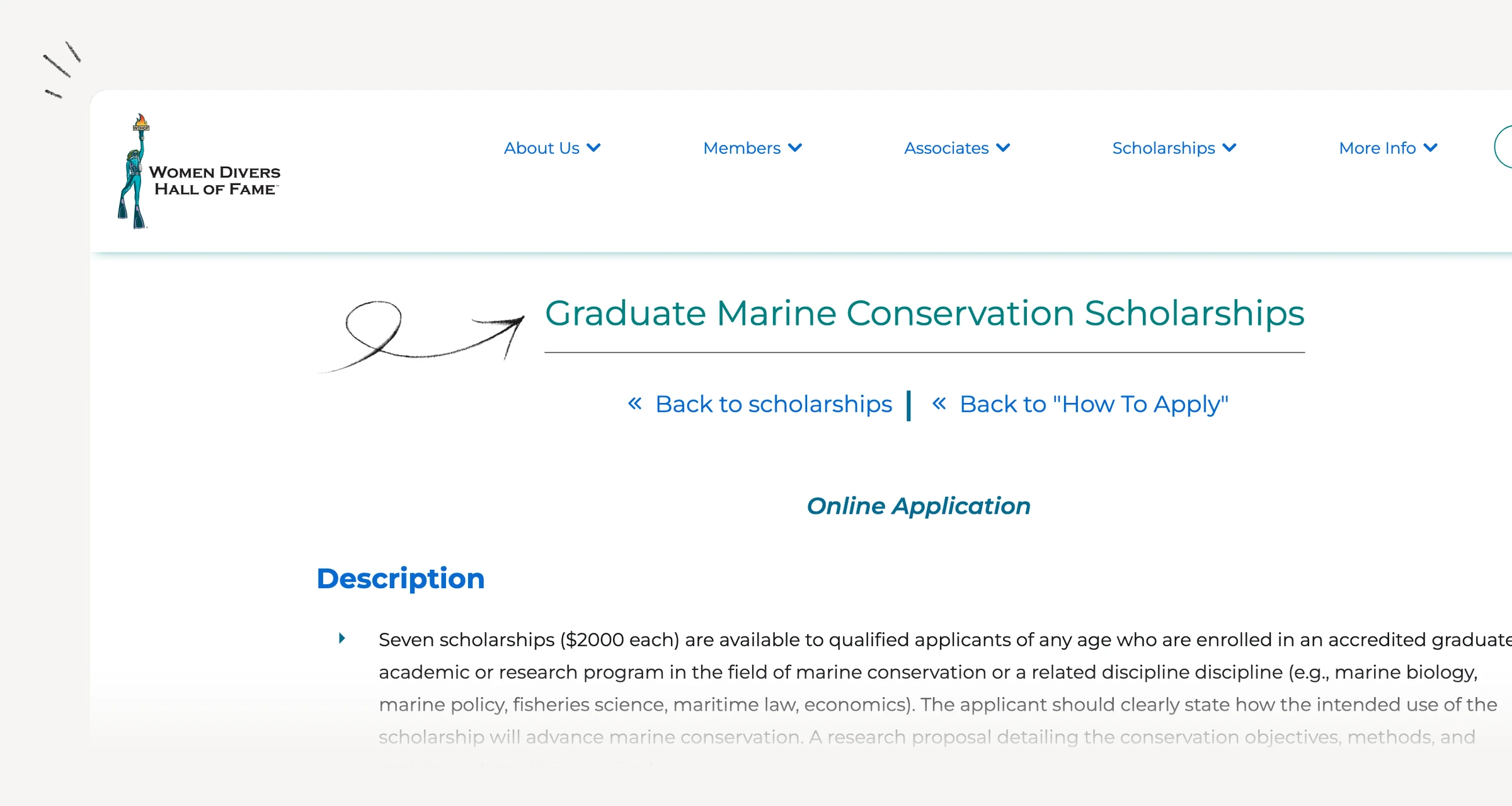 Women Divers Hall of Fame graduate marine-conservation award and project-proposal requirements
