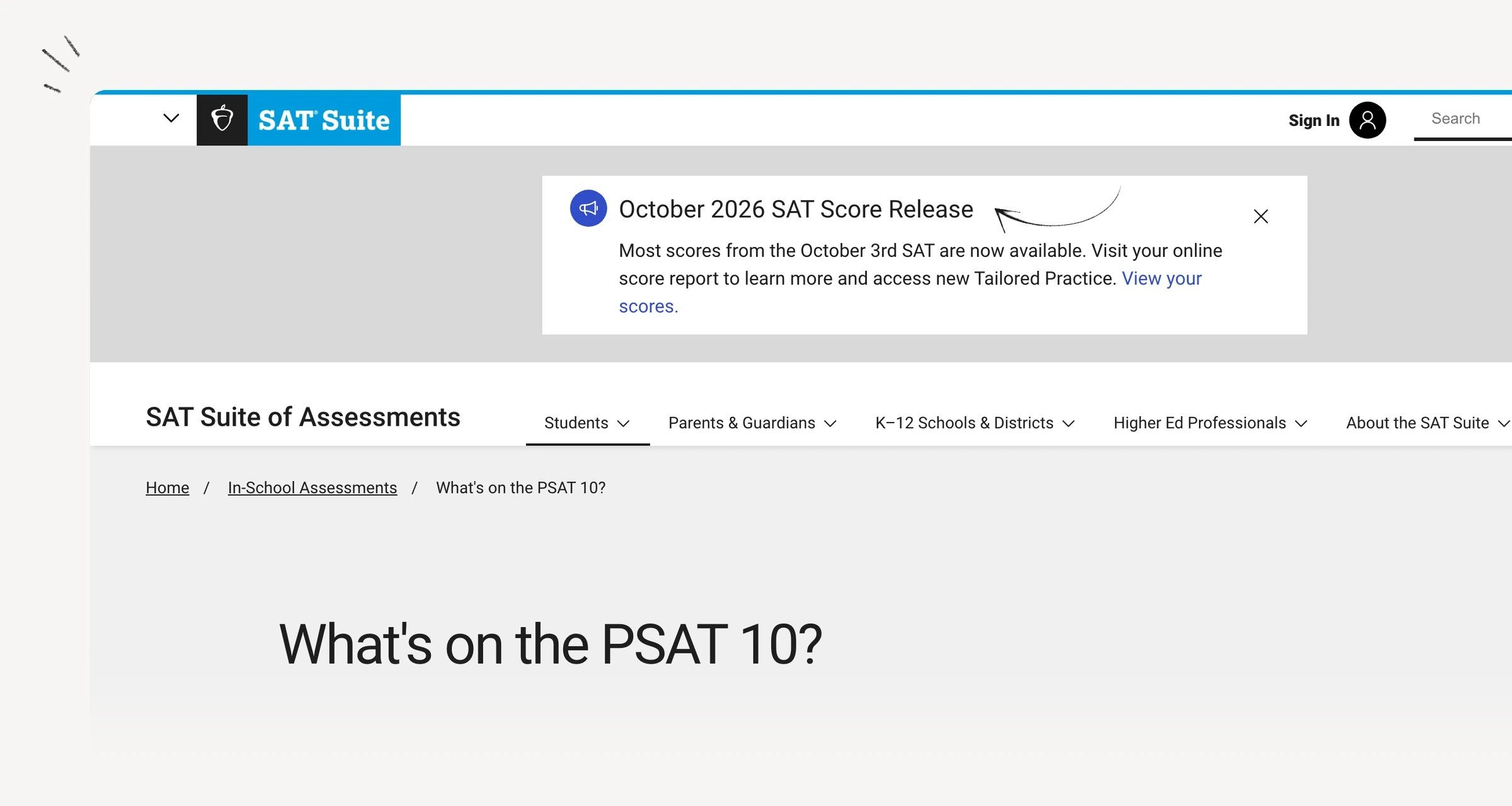 College Board PSAT 10 overview of Reading and Writing and Math sections