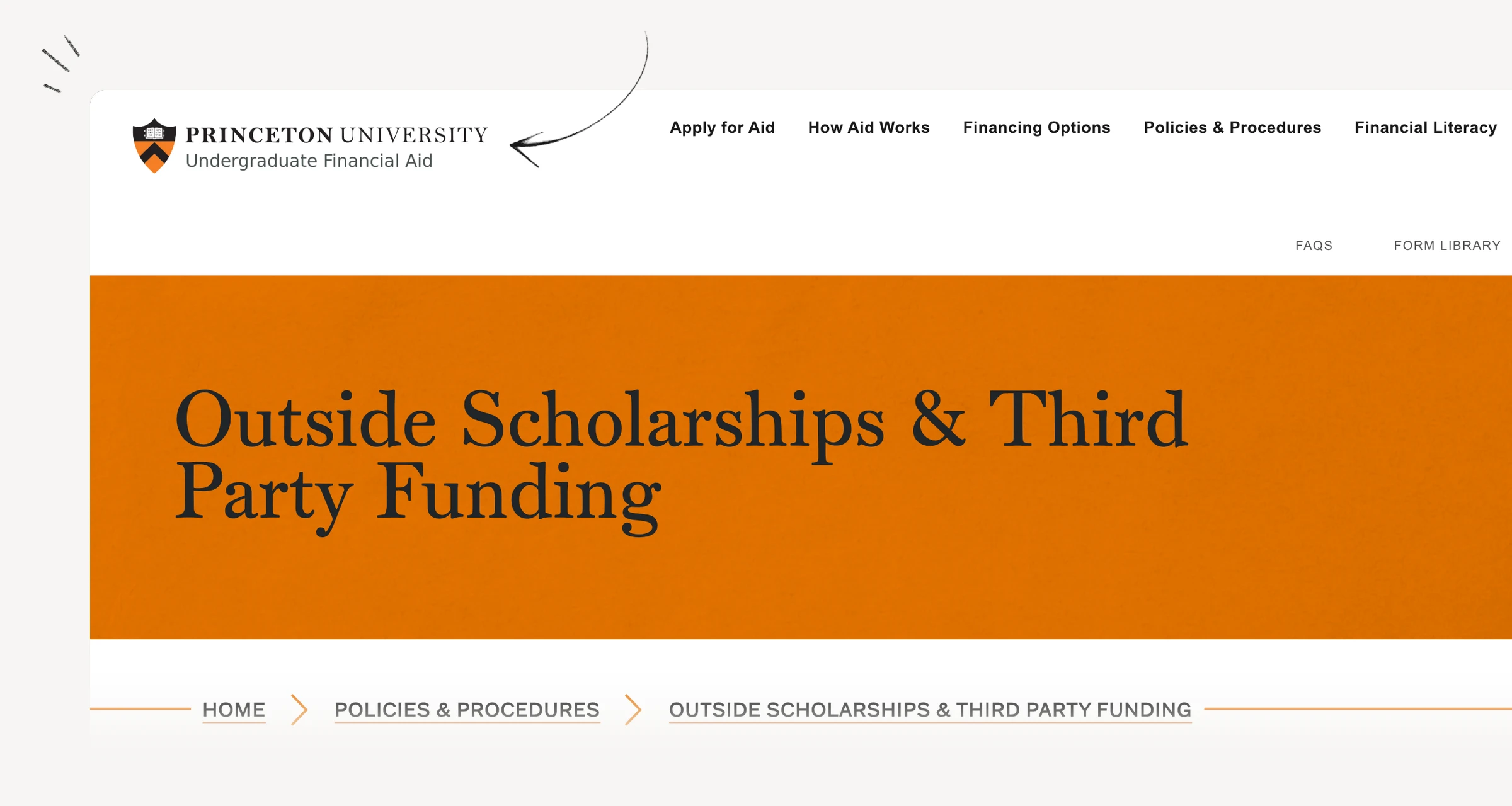 Princeton outside scholarship policy explaining reporting and grant adjustments