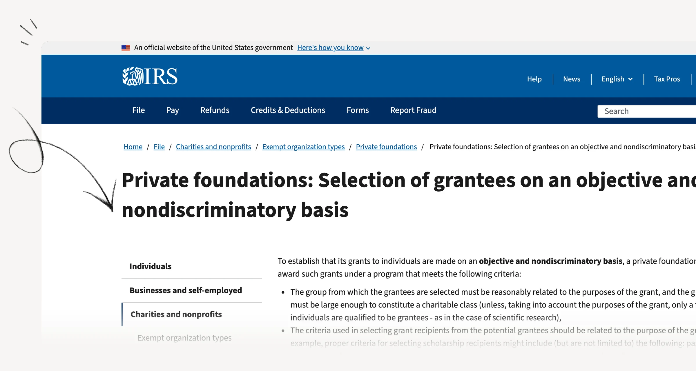 IRS private-foundation guidance on objective scholarship grantee selection.