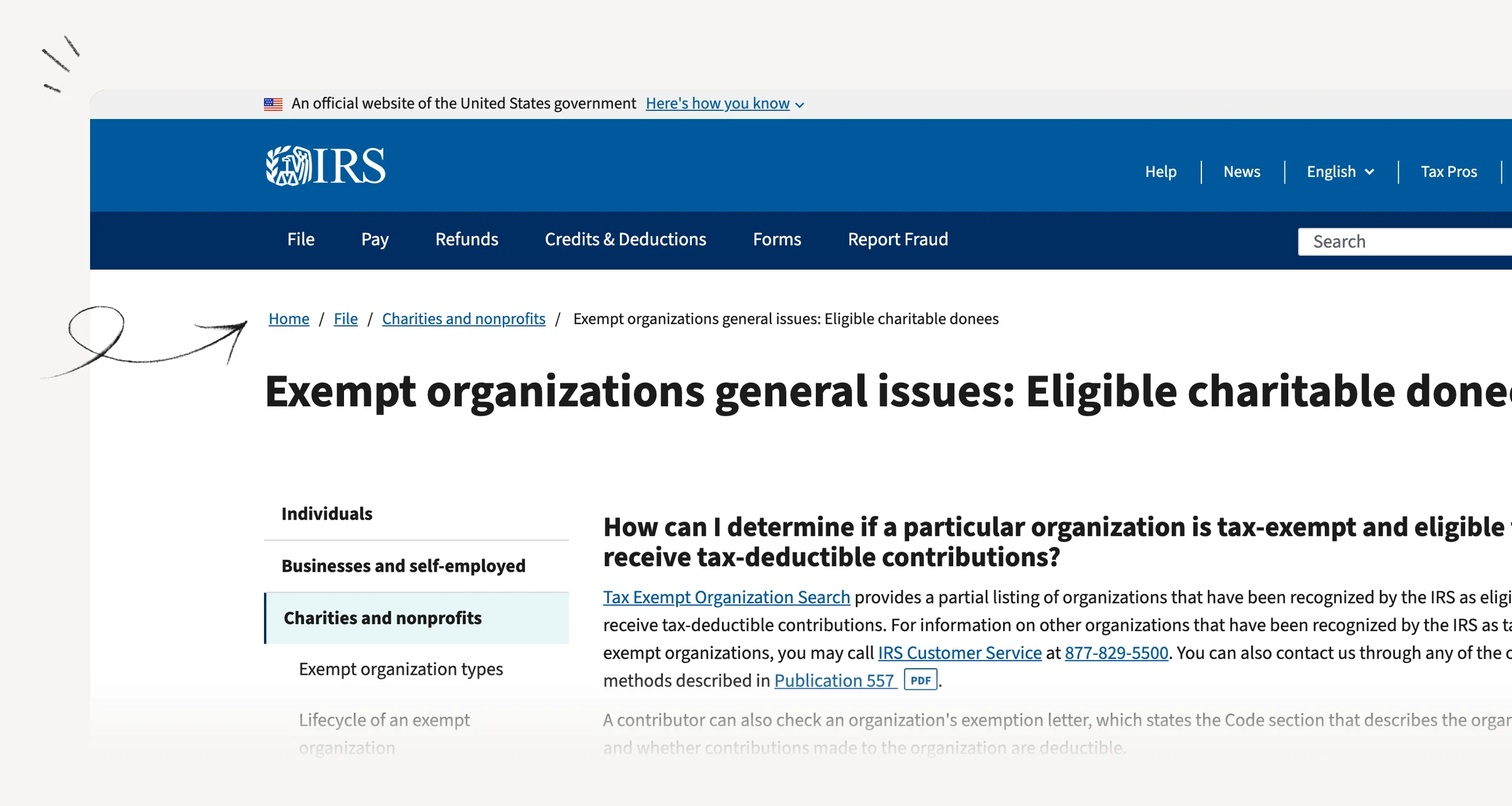 IRS guidance on eligible charitable donees.