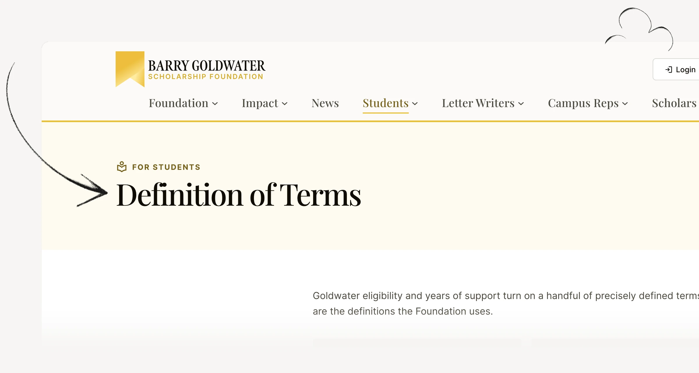 Goldwater Scholarship definitions of undergraduate standing by remaining study