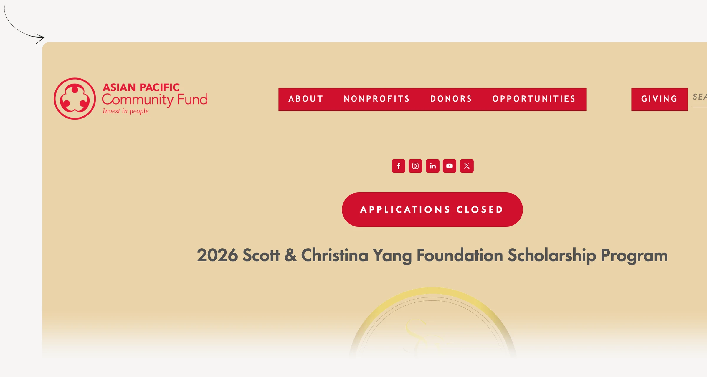 APCF — Scott and Christina Yang Foundation scholarship