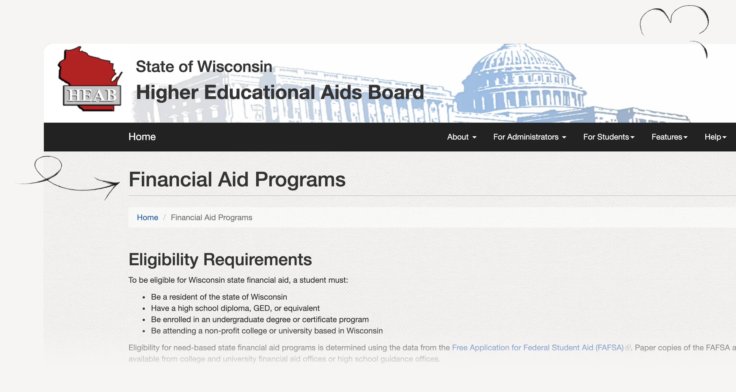 Wisconsin HEAB — financial aid programs