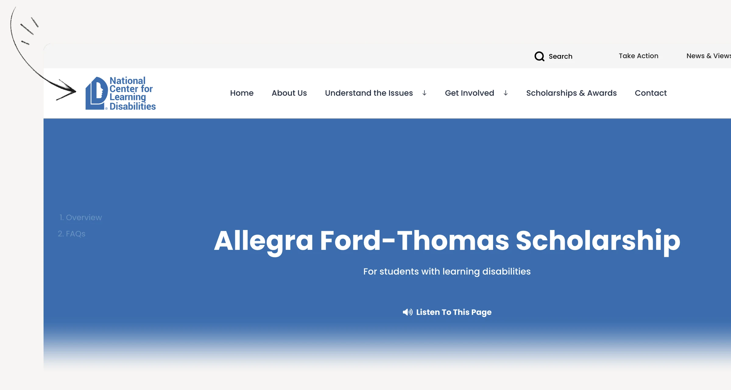 Allegra Ford Thomas Scholarship eligibility for students pursuing two-year or technical education.
