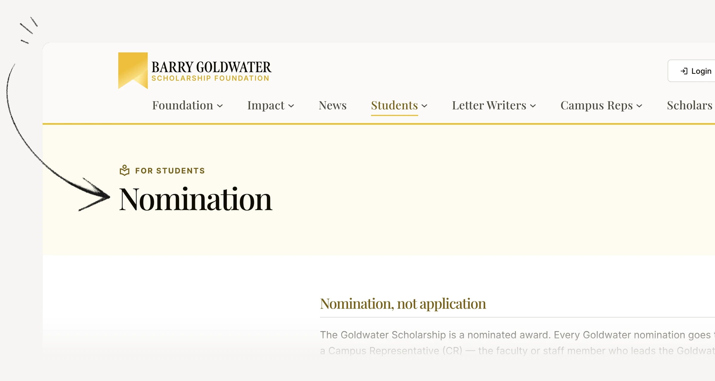 Goldwater Scholarship campus nomination process and supporting materials