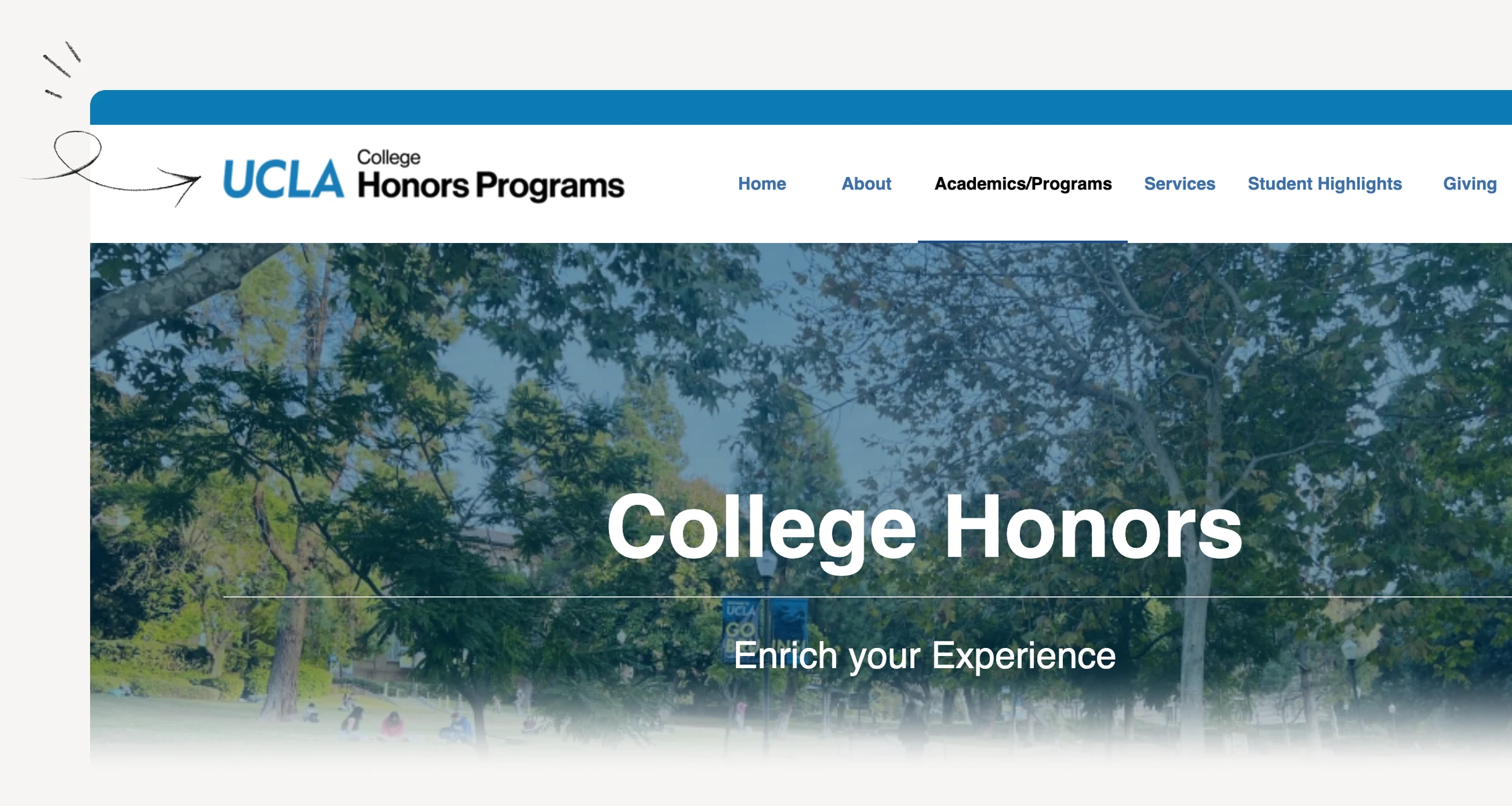 UCLA College Honors page describing its distinct academic program.