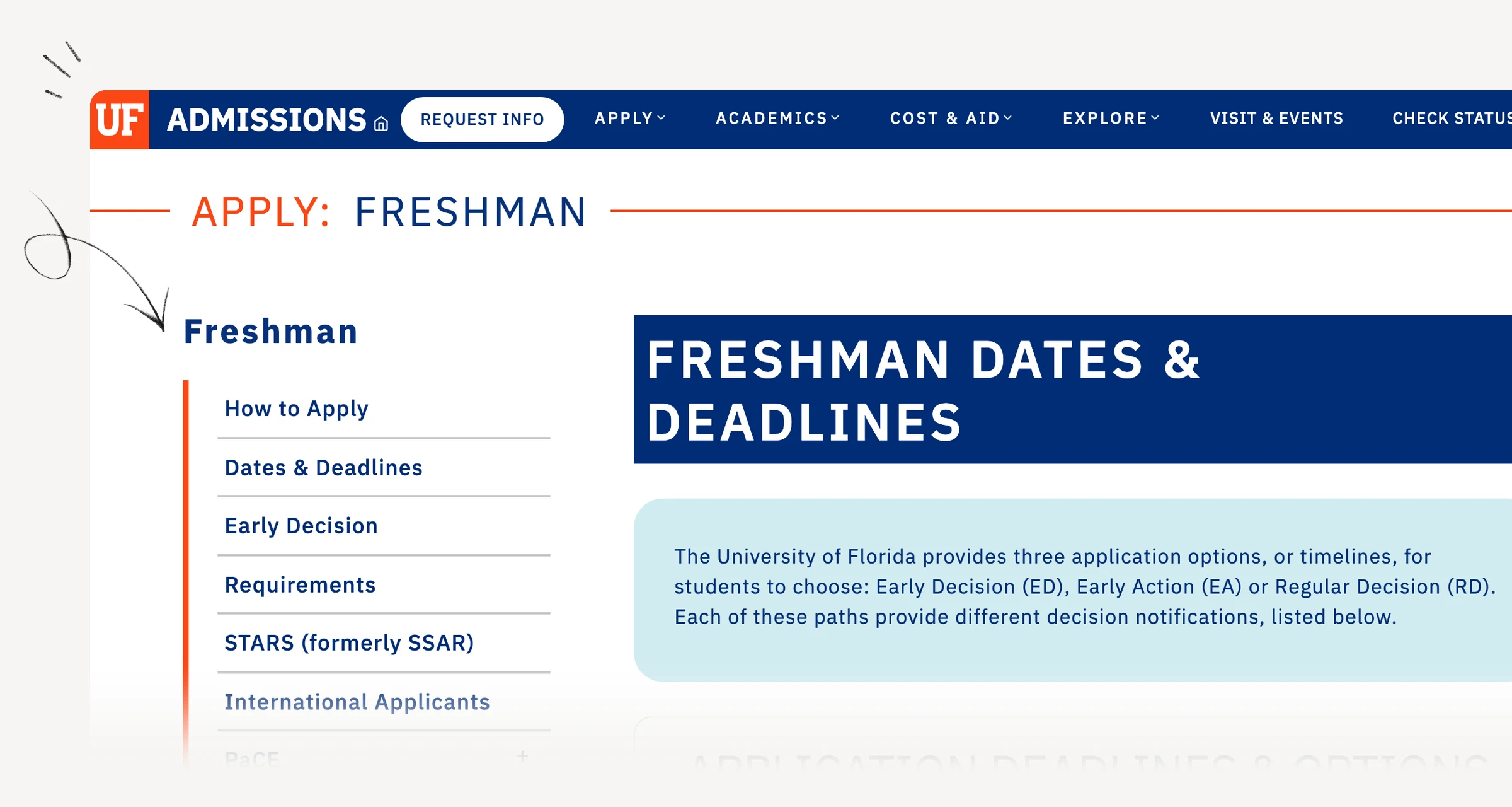 University of Florida first-year admission routes and application deadlines.